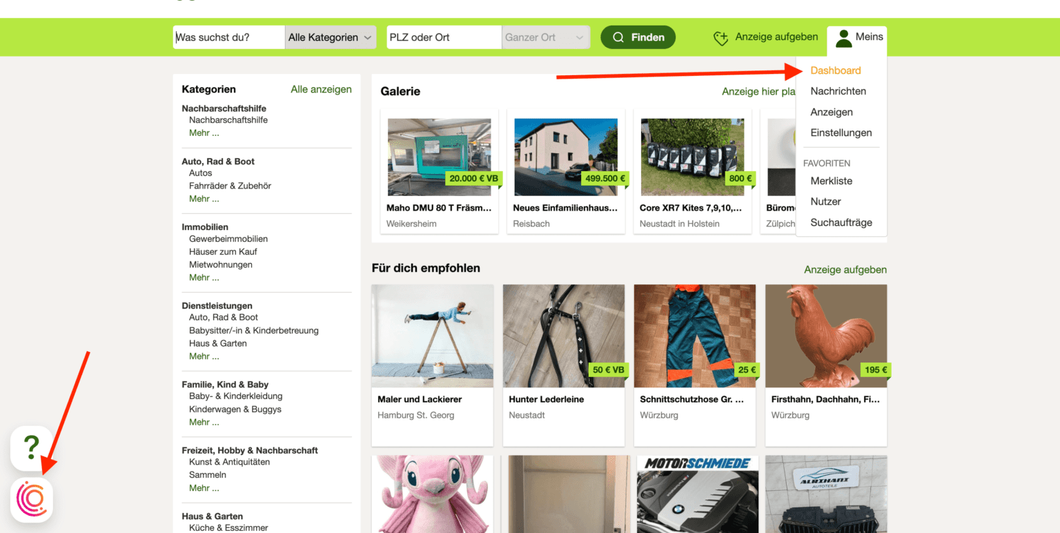 Das Dashboard KleinanzeigenEnhanced
