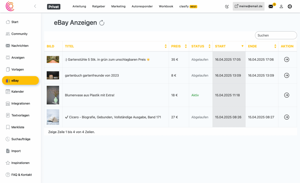 ebay zu Kleinanzeigen übertragen