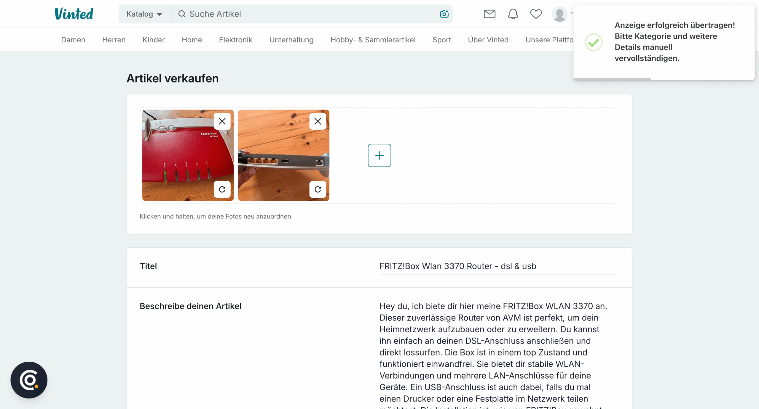 kleinanzeigen zu vinted übertragen