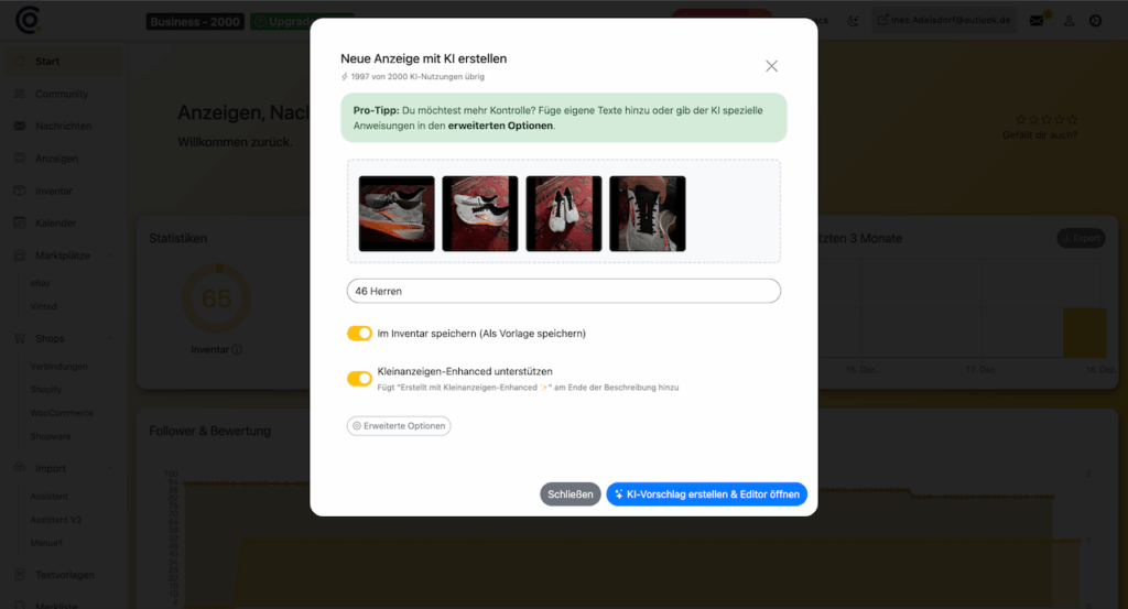 Kleinanzeigen mit KI erstellen